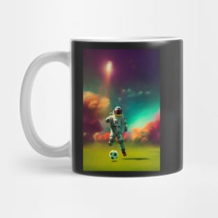 Astronaut play soccer football in space Mug